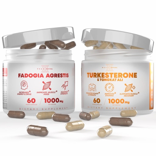 [BRSRAYL7OYNRSC3X] Peak Revival-X Turkesterone & Tongkat Ali Lean Muscle Growth & Recovery + Fadogia Agrestis Muscle Stack for Athletic Performance & Muscle Mass (60 Capsules)