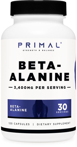 [BRSROHACDF6WKCIY] Primal Beta-Alanine Capsules 3400mg (30 Servings, 120 Capsules) - Supplement, Gluten-Free & Non-GMO, 850mg Per Cap
