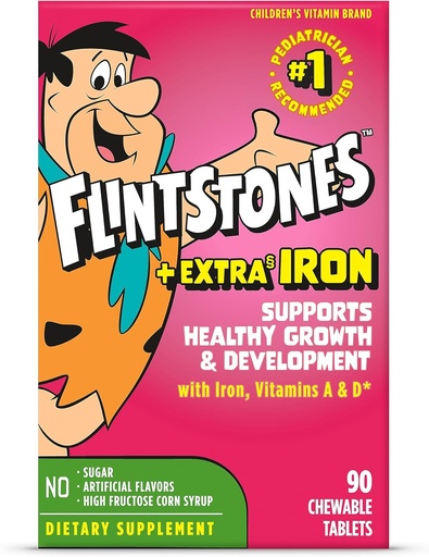 [BRSROFQDCF7QOFL6] Flintstones Chewable Kids Multivitamin з вітаміном С, D, B12 & залізо для малюків, 90 графічних