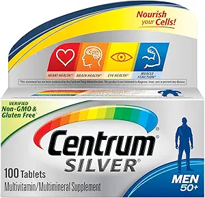[BRSWIYD2OEFRCCY3] Centrum Silver Multivitamin for Men 50 Plus, Multivitamin/Multimineral Supplement with Vitamin D3, B Vitamins and Zinc, Gluten Free, Non-GMO Ingredients - 100 Count