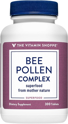[BRSWIYTYOEDRGG32] The Vitamin Shoppe Bee Pollen Complex 1,000MG, Superfood with Bee Propolis and Royal Jelly, Seasonal Immune System Support (300 Tablets)
