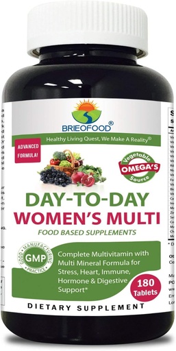 [BRSWKYYKCUMB23TI] Briofood, Day-to-Day Food Based Women's Multi (180 Tablets) with Vegetable Source Omegas