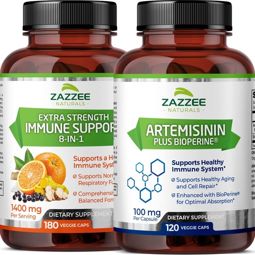 [BRSRMYIFB55AOCAZ] Zazzee Artemisinin Capsules and Extra Strength 8-in-1 Immune Support Capsules