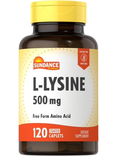 [BRSWKYYHB4MR2CDY] Sundance L-Lysine 500mg | 120 Caplets | Free Form Amino Acid | Vegetarian, Non-GMO, and Gluten Free Supplement