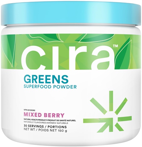 [BRSROEDQAUNBGH34] Cira Daily Greens - Naturally Sweetened, Organic Spirulina Superfood Powder with Premium, Antioxidant-Rich Ingredients for Debloating, Digestion, & Energy - Mixed Berry, 30 Servings