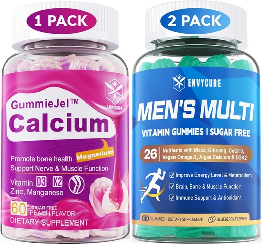 [BRSRA2YLOQMAADLF] Sugar Free Mens Multivitamin Gummies 120 Count + Calcium Gummies 60 Count