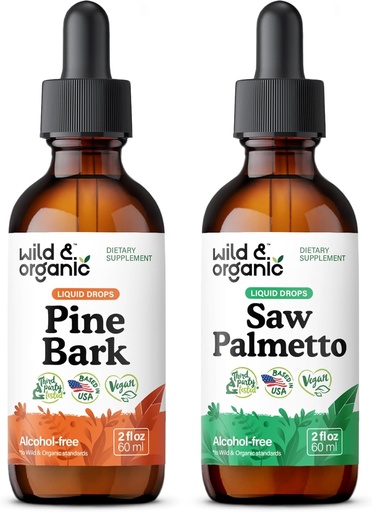 [BRSRABD4A4PWKCDH] Wild & Organic Pine Bark Tincture 2 fl oz & Saw Palmetto Tincture 2 fl oz