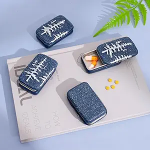 [BRSRAAINA4PGAYL5] Metal Pill Case Small Travel Pill Box Compact Portable Medicine Container Daily Pocket Organizer Mini Pastillero with Sliding Lid Unique Polymer Clay Top Ideal Gift for Nature Lovers Hikers Campers