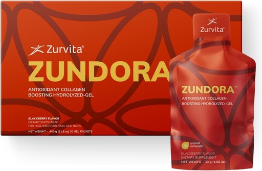 [BRSROGD5OUHGMCDV] Zurvita - Zundora Collagen - Hydrolyzed-Gel for Healthy Hair, Skin & Nails - Beauty Boost with Verisol - BlackBerry Flavor - Travel Size - 30 Servings
