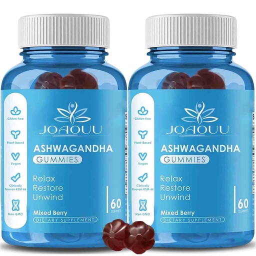 [BRSRAGAHBYFRS2DP] (120 Count) Ashwagandha Gummies KSM-66 - Mixed Berry, Vegan, Plant Based, Non-GMO, Gluten-Free & Gelatin Free Relax, Organic Ashwa Root Extract Supplement for Immune Support