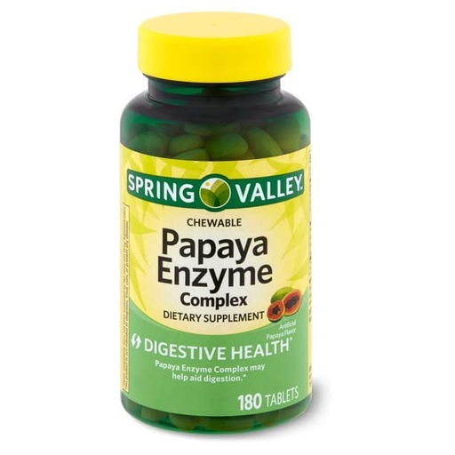 [BRSW2CY7BEHQGFAU] Spring Valley Spring - Valley Papaya Enzyme Complex Tablets - 180 Chewable Tablets Pack of 2 180 Count (Pack of 2)
