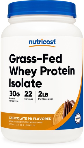 [BRSRAYY3CJ5QGCY2] Nutricost Grass-Fed Whey Protein Isolate (Chocolate Peanut Butter) 2LBS - Non-GMO, Gluten Free, Natural Flavors
