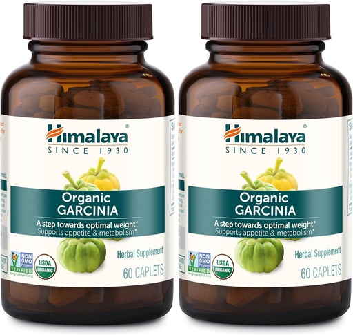 [BRSWIYYPOMNWIYLU] Himalaya Orgánica Garcinia Cambogia Suplemento Herbal, Appetite Support, Lipid Metabolism, Weight Support, USDA Organic, Non-GMO, Vegan, 600 mg, 60 Plant-Based Caplets, 2 Pack