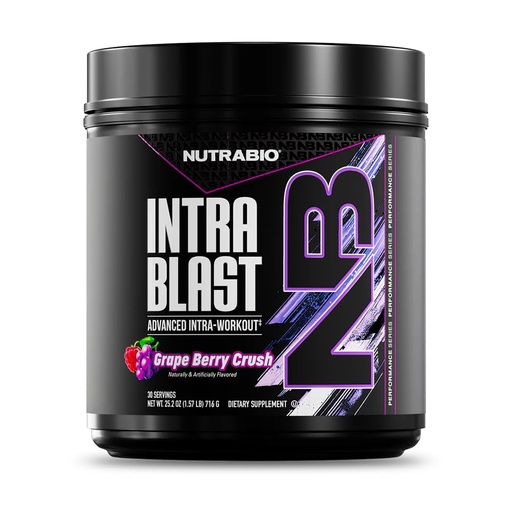 [BRSWGBANPIIAEG3G] NutraBio Intra Blast Bcaa Powder Amino Acid Supplement, Electrolyte & Hydration Blend, Intra, Pre Workout & Muscle Recovery, 20g Eaa Amino Acids Powder, 5g Glutamine- Grape Berry Crush, 30 Serving