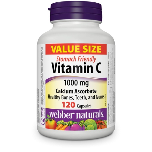 [BRSWGED5CAAWYCDO] Webber Naturals Vitamin C Calcium Ascorbate 1000 mg · Stomach Friendly, 120 Capsules