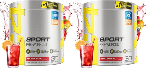 [BRSRAZA7CAFBYETG] Cellucor C4 Pre Workout Powder, Fruit Punch | NSF Certified for Sport | 30 Servings | Pack of 2