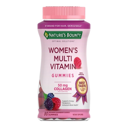 [BRSWIBIPPMEGGFD4] Nature's Bounty Optimal Solutions Women's Multivitamin, Immune and Cellular Energy Support, Bone Health, Raspberry Flavor, 80 Gummies, 40 Total Servings