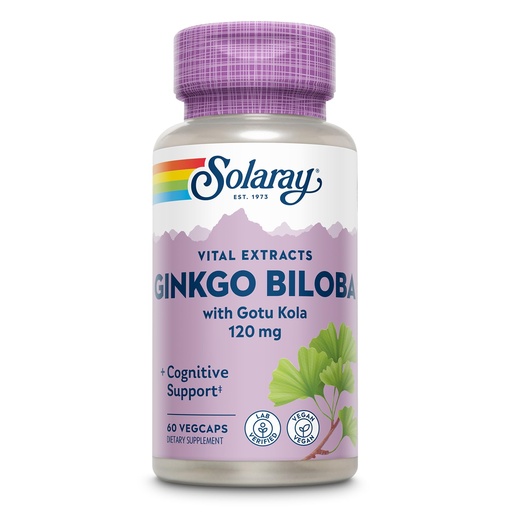 [BRSWIYQAO5YRSG3O] SOLARAY Ginkgo Biloba Extract with Gotu Kola - Ginko Biloba Capsules for Brain Health Support - Vegan, Lab Verified, 60-Day Guarantee - 60 Servings, 60 VegCaps (60 VegCaps)