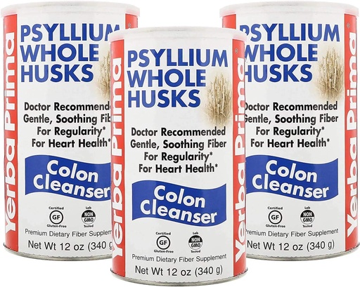 [BRSWIYYMOMIREELG] Yerba Prima Psyllium Husk, 12 Ounce (Pack of 3) - Whole Husk Fiber Supplement for Regularity, limpeza de colonias, Natural Support for Gut Health, Non GMO, Gluten Free, Vegan, Sen edulcorantes