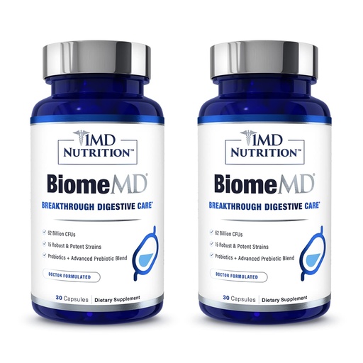 [BRSRAZIRDJ5RECQ2] 1MD Nutrition BiomeMD Probiotics | 62 Billion CFUs, 15 Comprehensive Strains - Pro & Prebiotics | Doctor-Formulated for Digestive Health & Immune Support | 60 Capsules