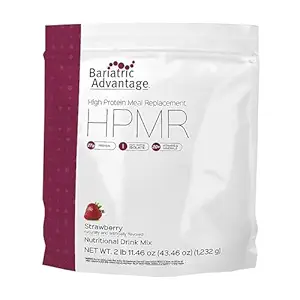 [BRSW2ZQQCQNQY2A2] Bariatric Advantage High Protein Meal Replacement Drink Mix, Protein Powder Whey Isolate for Gastric Bypass and Sleeve Gastrectomy Patients, 27g Protein, Lactose Free - Strawberry - 28 Servings