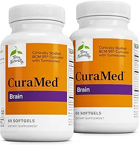 [BRSWYHARDJYAMHTK] Terry Naturally CuraMed Brain - Dietary Supplement to Support Clarity & Focus - Brain Health Supplement with Curcumin & Turmeric Essential Oil to Aid Concentration - 60 Softgels (2 Pack)