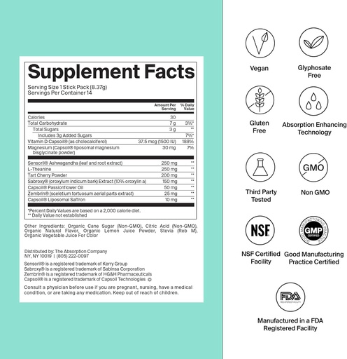 [BRSRAGQDOR4GKELF] Calm Drink Mix - Relaxation Aid with Magnesium, Ashwagandha, L-Theanine, & Vitamin D - Supports Cortisol Regulation and Mood for Men & Women - Watermelon Lemonade Flavor 28 Sticks
