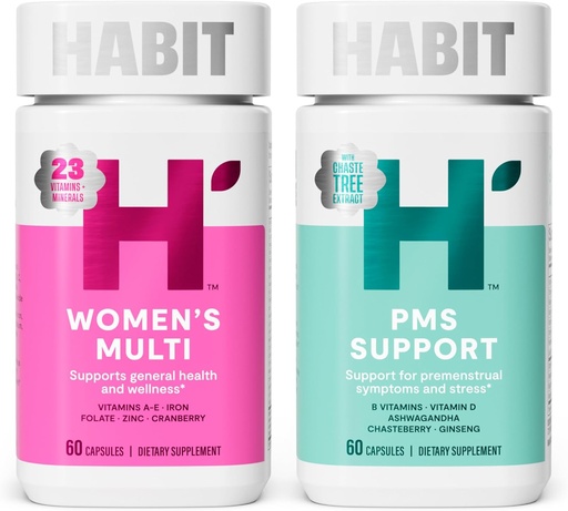 [BRSRA2T3OV6B42Q2] Habit in Sync Bundle - Women's Multi (60 Capsules) + PMS Support Supplement (60 Capsules), Supports General Health & Wellness, Promotes a Healthy Mood, Non GMO