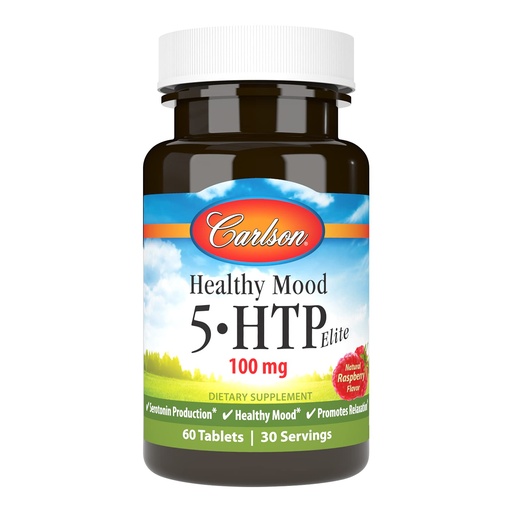 [BRSWIGT5AQOAECY5] Carlson Healthy Mood 5-HTP Elite 100 mg with Vitamin B6 - Mood Support & Relaxation Supplement - Raspberry Chewable - 60 Tablets