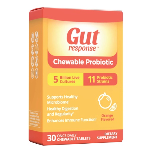 [BRSROEIZCB4GOCA3] Chewable Probiotic for Men & Women, Slows Down Digestive Aging, Boosts Immune System, Non-GMO, Gluten Free & Soy Free, 5 Billion CFU, 30 Chewable Tablets, Orange Flavor