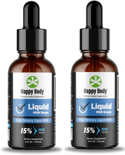 [BRSWGZL7BF7ROADX] HAPPY BODY Liquid MSM Drops The Highest MSM Content in a Liquid MSM Supplement. Ideal for Both Oral & Topical Applications - 1 x 4 fl. oz Bottle (2 Pack)