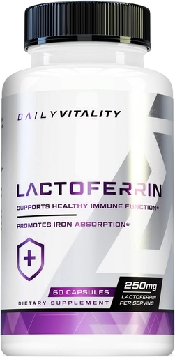 [BRSRMA32BMDRODLX] Lactoferrin 250mg Capsules - Glycoprotein Rich Colostrum Supplement for Immune Iron Absorption Support and Digestive Health - 60 Servings High-Purity Daily Colostrum Derived Pills