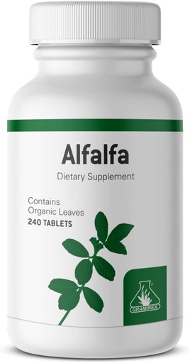 [BRSWYZI5OYGWGDLB] Graminex Alfalfa Tablets - Non-GMO Green Superfood Supplement with Vitamins, Minerals, Amino Acids - 240 Tablets