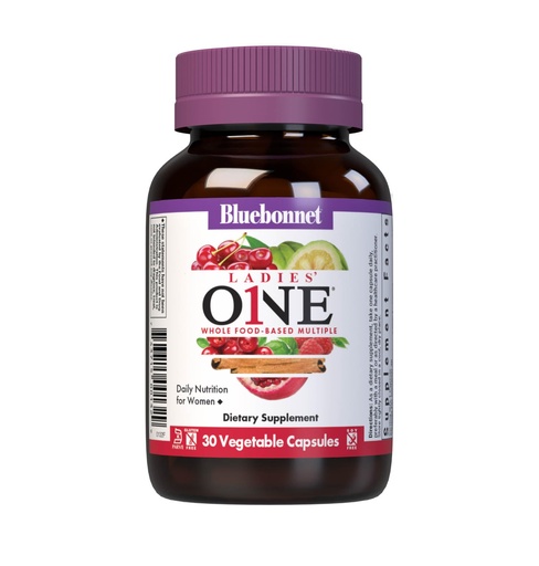 [BRSWGFDYCMOREALK] Bluebonnet Nutrition Ladies One Organic Vegetable Capsule, Whole Food Multiple, K2, Energy, Vitality, Non-GMO, Gluten, Soy & Milk Free, Kosher, 1 Month Supply, Light Grey, 30 Count