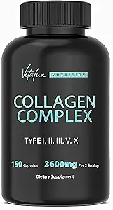 [BRSRAZYCAEMBACLD] Collagen for Women & Men - Vital Nutrition - Hydrolyzed Collagen Peptides - Multi Collagen Capsules, Keto Friendly, Healthy for Skin, Nails, Bones & Joints, NonGMO- Type I,II,III, V, X - 150 Capsules