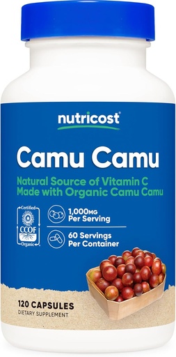 [BRSW2HATC4CRQYAV] Nutricost Camo Camo 1000mg, 120 Капсула - CCOF Certified Made with Organic, Non-GMO and Gluten Free