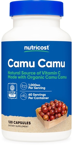 [BRSW2HATC4CRQYAV] Nutricost Camu Camu 1000mg, 120 Capsule - CCOF Certified Made with Organic, Non-GMO and Gluten Free