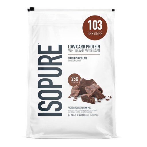 [BRSWIY34CF5WO3TM] Isopure Low Carb Whey Isolate Protein Powder, Dutch Chocolate 7.5 LB | 25g Protein Per Serving, 100% Whey Protein Isolate, Gluten Free, with Added Vitamins for Immune Support & Muscle Recovery
