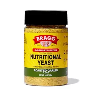 [BRSW2AD3AR6B4HLD] Bragg Nutritional Yeast Roasted Garlic Seasoning - 3 oz - Dairy-Free Parmesan Cheese Substitute - Perfect for Salads, Pastas, Popcorn, and More