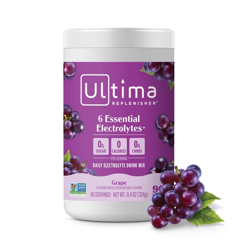 [BRSWKGYAAQCWYYAZ] Ultima Replenisher Daily Electrolyte Powder Drink Mix – Sugar Free – Grape, 90 Servings – Hydration Powder with 6 Key Electrolytes and Trace Minerals – Keto Friendly, Vegan, Non-GMO