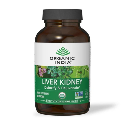 [BRSW2EI2AQJRMYLH] ORGANIC INDIA Liver Kidney Herbal Supplement - Detoxify & Rejuvenate, Supports Healthy Liver & Kidney Function, Vegan, Gluten-Free, Kosher, USDA Certified Organic, Non-GMO - 180 Capsules