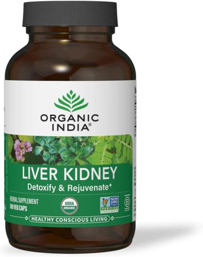 [BRSW2EI2AQJRMYLH] ORGANIC INDIA Liver and Kidney Cleanse Detox Repair - Herbal Supplement - Cleanse & Rejuvenate, Supports Healthy Liver & Kidney Function, Vegan, USDA Certified Organic, Non-GMO - 180 Capsules