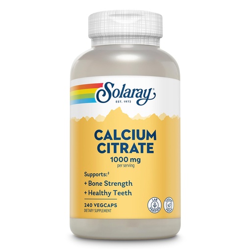 [BRSWIYTYOEDR4EDO] Solaray Calcium Citrate 1000mg - Chelated Calcium Supplement - Supports Bone Strength and Healthy Teeth - Easy to Digest - Vegan - 60 Servings, 240 VegCaps