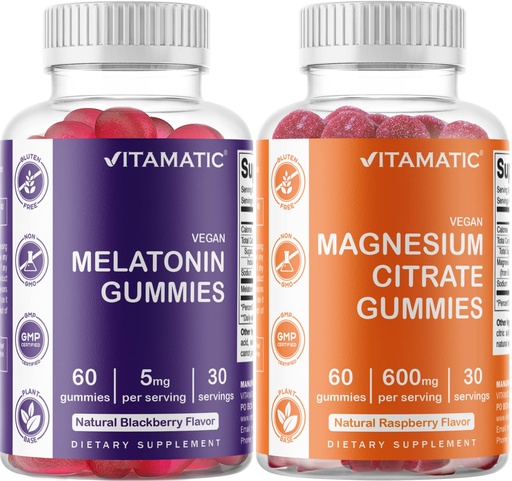 [BRSW2GAEBB4BUYI2] Vitamatic Magnesium Gummies & Melatonin Gummies Combo - 60 Count Each