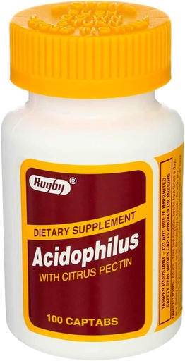 [BRSWKHY3OB7AA2T3] Rugby Acidophilus Extra Strength w/ L-sporogenes 100 Captabs by Rugby