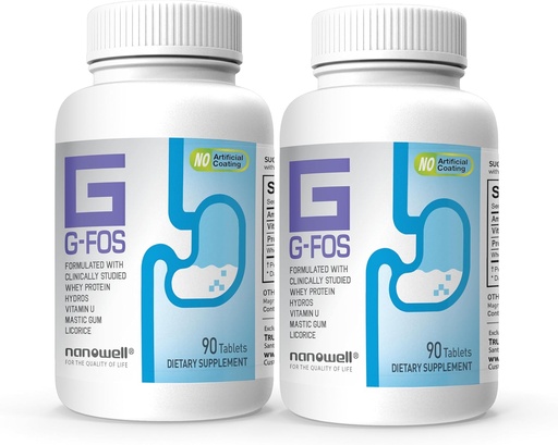 [BRSROGAECABBYFD3] NANOWELL G-FOS Digestive Health Supplement, Vitamin U - 90 Tablets X 2 Bottles for 2 Months (180 Count)