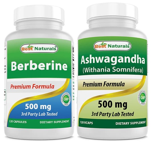 [BRSRMCQEOF4GO2DA] Best Naturals Berberine 500mg & Ashwagandha Extract 500 Mg