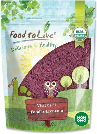 [BRSW2ZIQC4NQYHQY] Food to Live Organic Black Elderberry Juice Powder, 1 Pound Non-GMO, Made from Raw Dried Berries, Unsulfured, Vegan, Bulk, Great for Baking, Smoothies, Yogurts, No Sulphites, Contains Maltodextrin