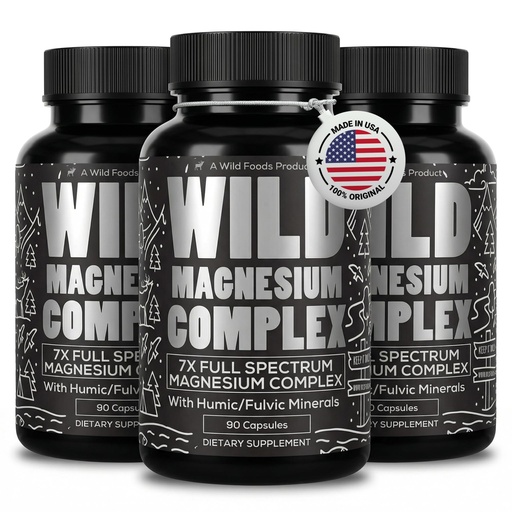 [BRSRA2TRA4NWCCY4] Wild Foods Magnesium Complex Supplement with 7X Forms | High Absorption, Full Spectrum, Easy Digestion | 500mg Glycinate, Bisglycinate, Malate, Orotate, Citrate, Taurate | 90 Capsule (Pack of 3)