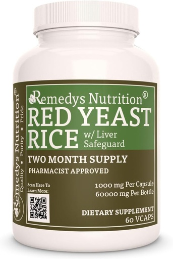 [BRSWYZYFBYOR4YIY] Remedy's nutrition Red Yeast Rice with Liver Safeguard (Herbal Proprietary Blend) | 1,000 mg, 60 Vegan Capsules Herbal Dietary Supplement